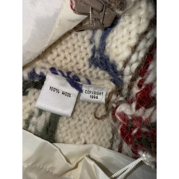 Vintage Icelandic Design 100% wool full-zip floral cardigan - size Small - Picture 11 of 11